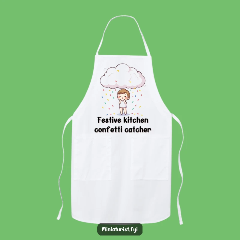 Funny Confetti Rain Apron: Cook with Joy, Tiny Surprise Character