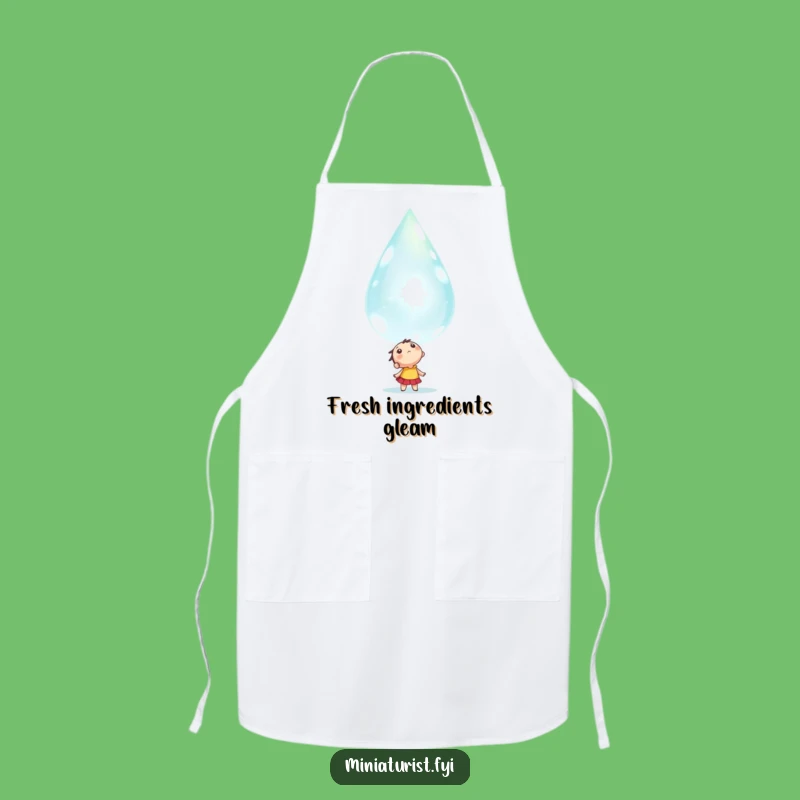 Funny Awe-struck Dewdrop Apron: Tiny Naturalist's Kitchen Gift