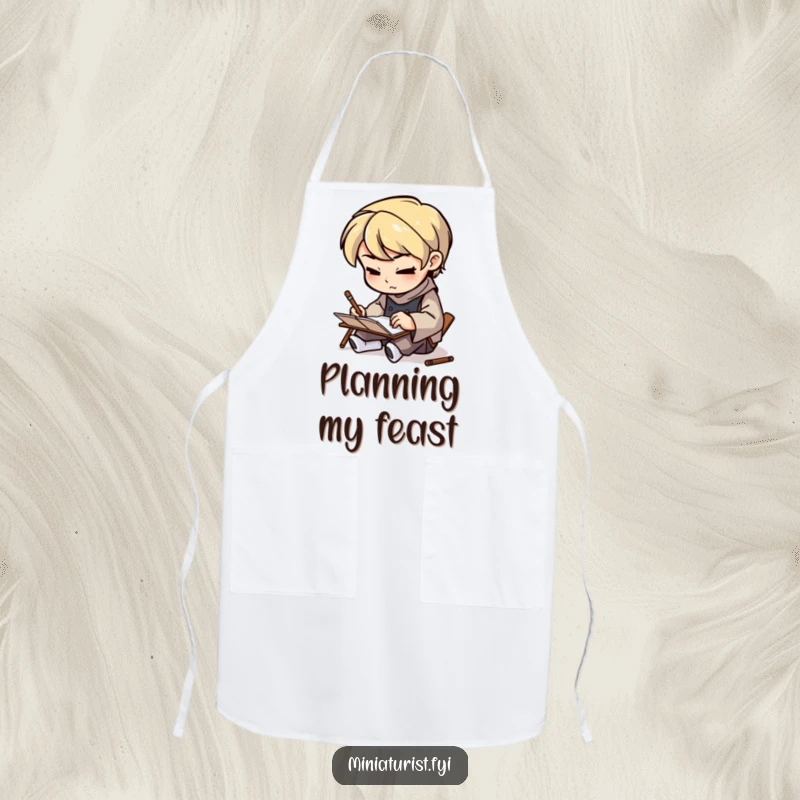 Funny Artisan Sketcher Apron featuring a small figure sketching on a tiny notepad, perfect for creative sessions and adding humor.