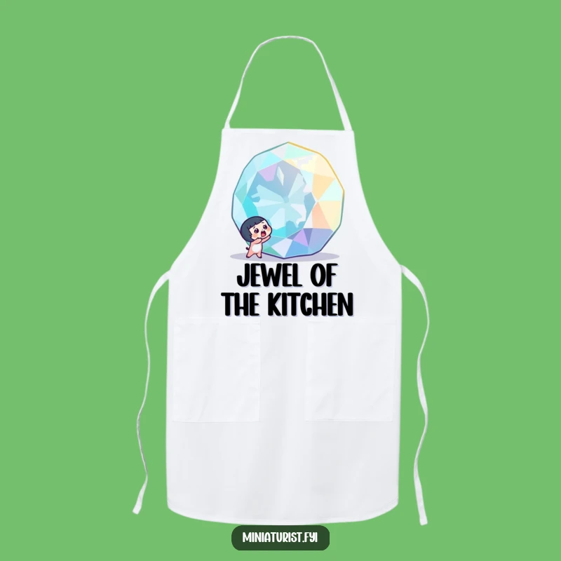 Funny Gemstone Discovery Apron: Cook with Awe, Tiny Character Finds a Treasure!