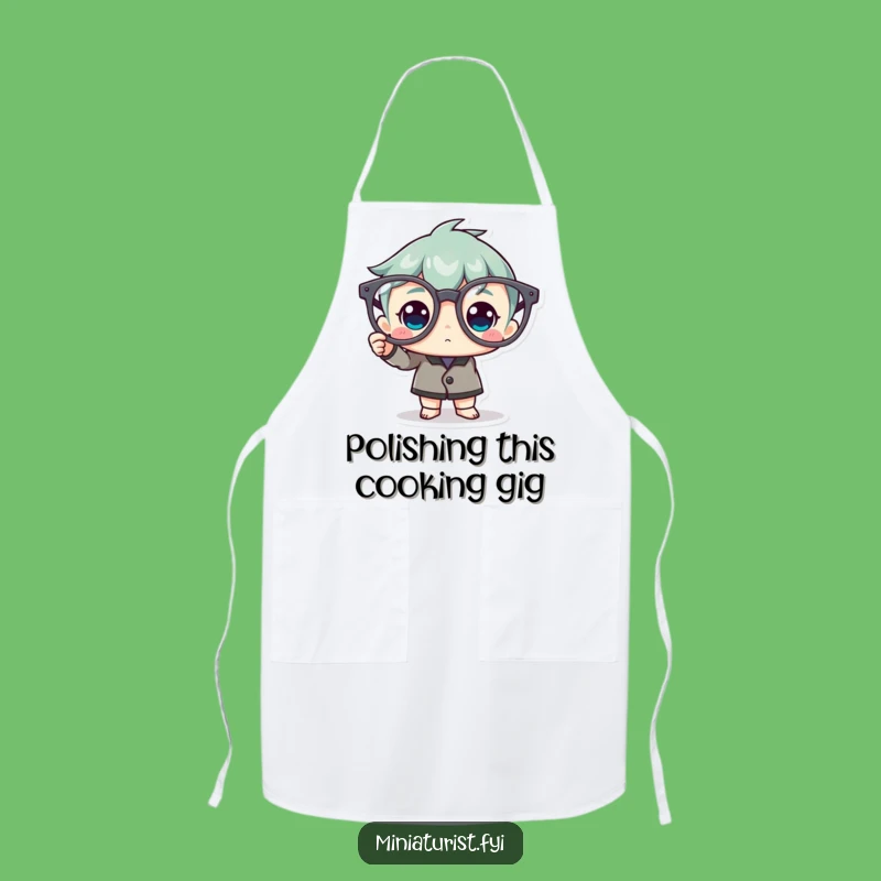 Funny Spectacle Polisher Apron: Cook with Precision, Tiny Character