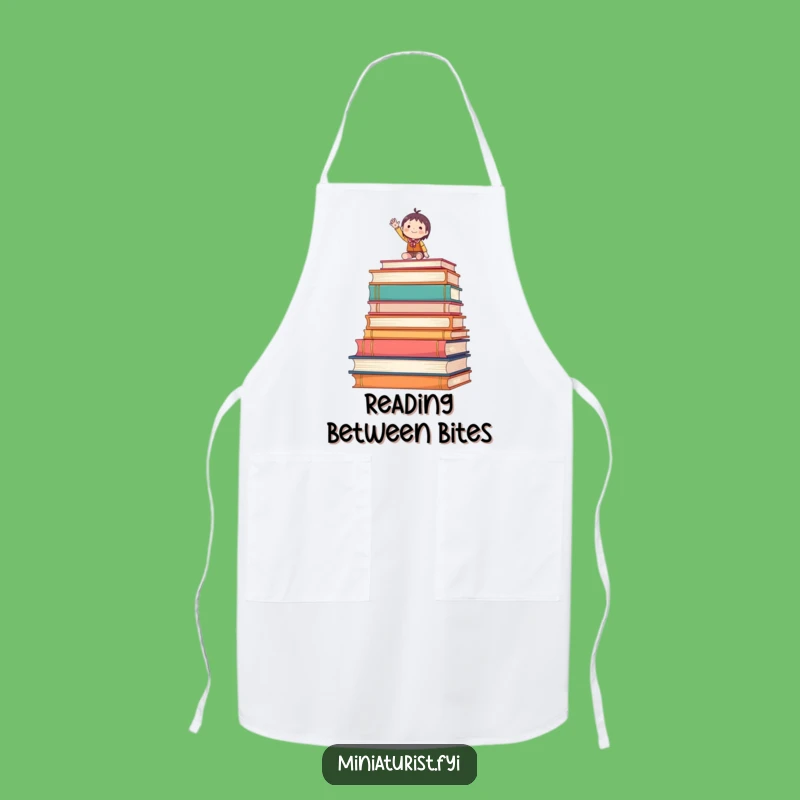 Funny Waving Tiny Figure Apron Cook with Literary Flair