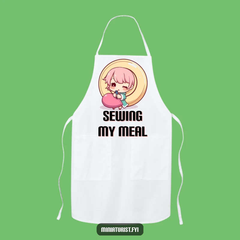 Funny Sewing Apron: Protect Your Clothes with Tiny Character's Big Button Mission Gift