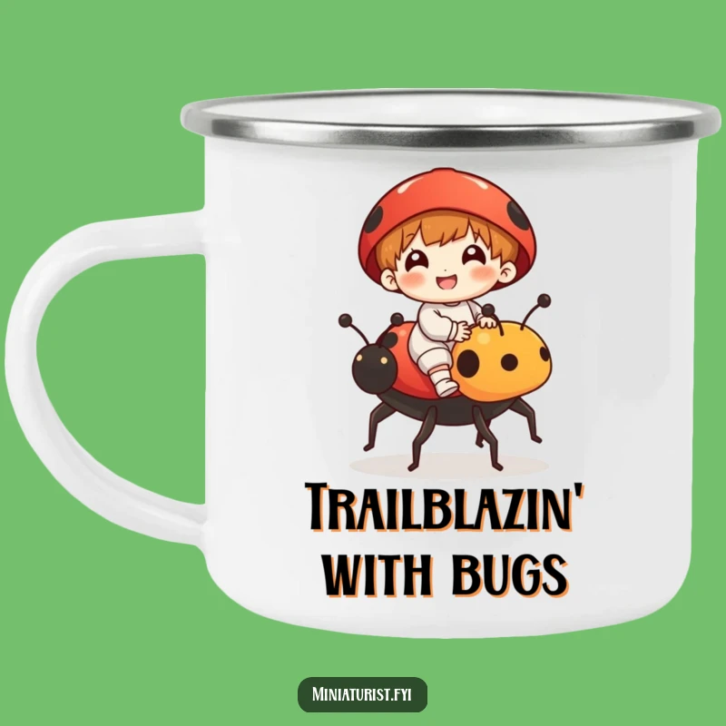 Funny Ladybug Rider Camping Mug: Tiny Steed Trail Tales, Hilarious Outdoor Gift