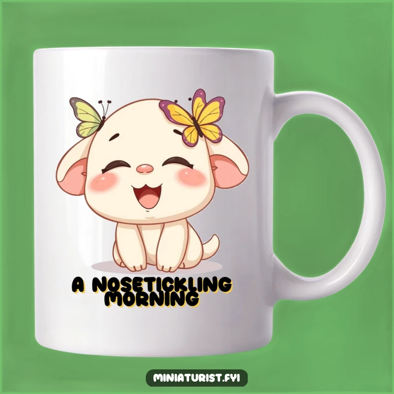 Funny Butterfly Nose Mug: Miniature Character Laughing, Perfect Funny Gift for Nature Lovers
