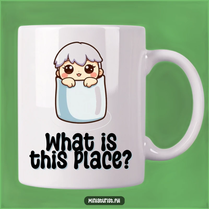 Funny Surprised Thimble Mug: Tiny Character Peek Gift for Humor