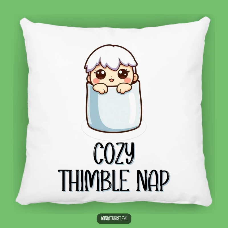 Funny Surprised Thimble Pillow: Tiny Character Accent Cushion