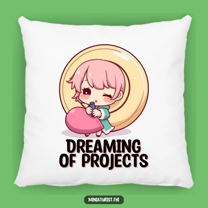 Funny Sewing Pillow: Cuddle Up with Tiny Character's Big Button Struggle Gift