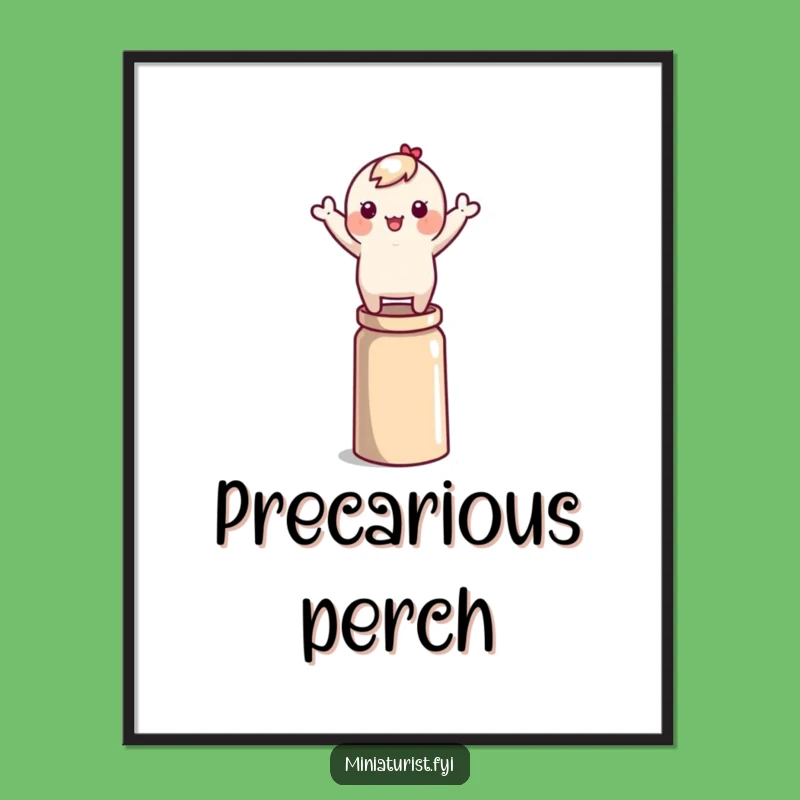 Funny Balancing Act Digital Art: Tiny Character's Thimble Decor Gift