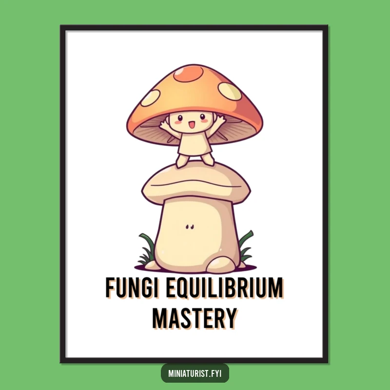 Funny Mushroom Balance Digital Art: Whimsical Decor, Instant Fun, Funny Gift