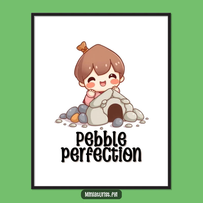 Funny Pebble House Builder Print: Whimsical Art for Cozy Spaces