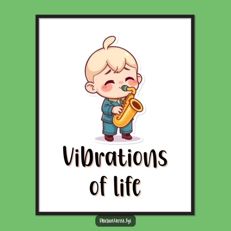 Funny Saxophone Digital Art: Instant Musical Joy with Miniature Musician Print Gift