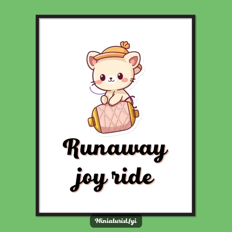 Funny Thread Rider Digital Print: Cute Animal Wall Art Gift