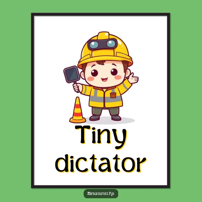 Funny Tiny Traffic Director Print: Whimsical Art for Organized Spaces