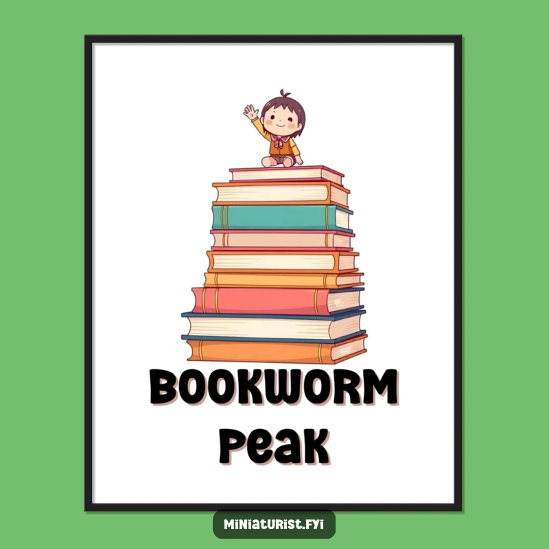 Funny Waving Tiny Figure Digital Art Literary Decor