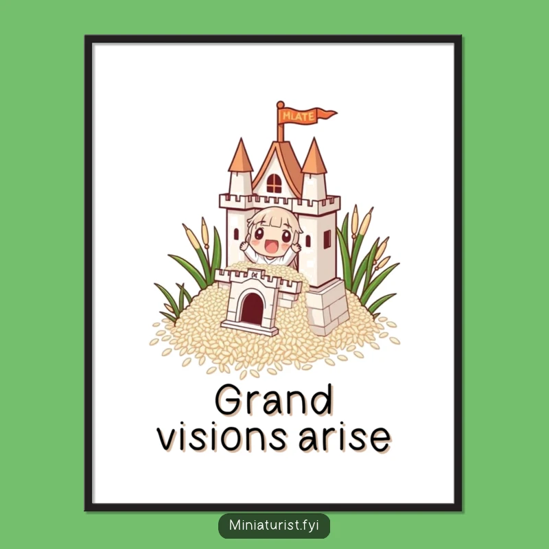 Funny Rice Castle Builder Digital Art: Instant Inspiration Print