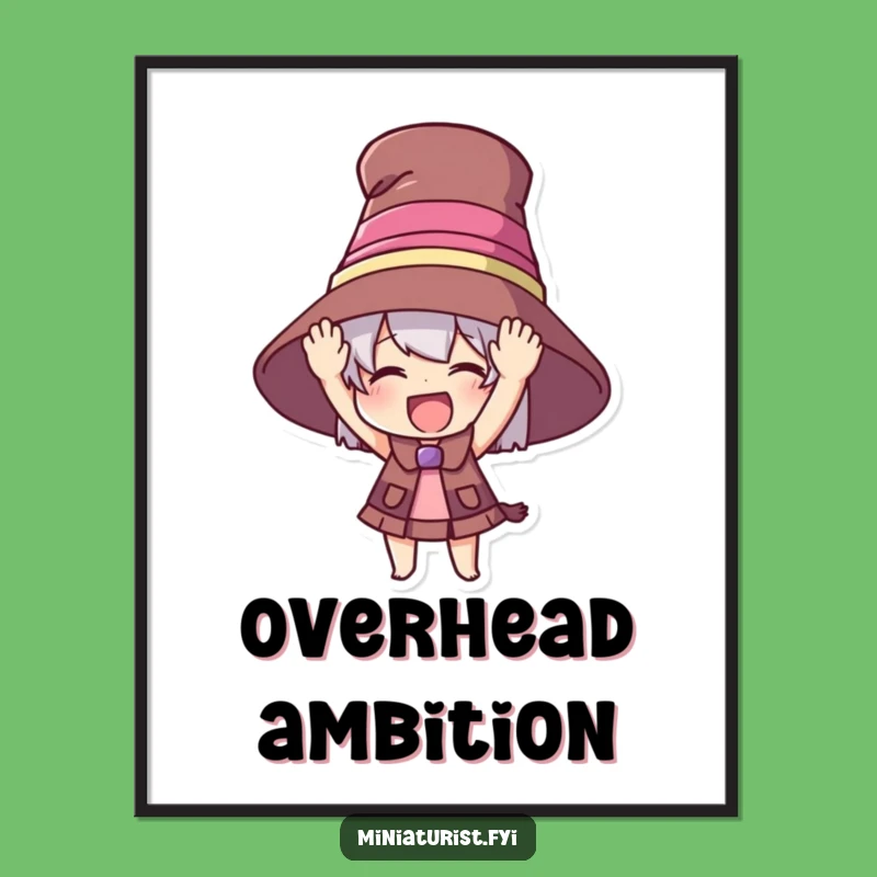 Funny Oversized Hat Digital Art: Miniature Fashion Print, Hilarious Decor