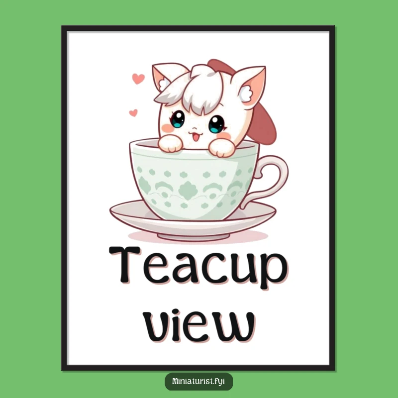 Funny Teacup Peek Digital Art: Instant Cute Decor - A Perfect Funny Gift!