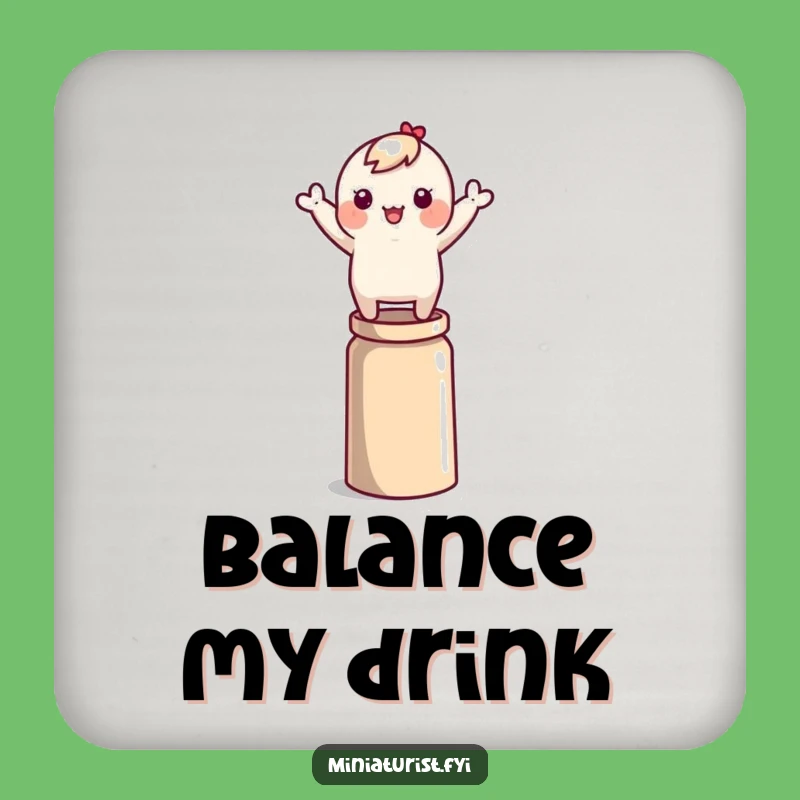 Funny Balancing Act Coaster: Tiny Character's Thimble Surface Gift