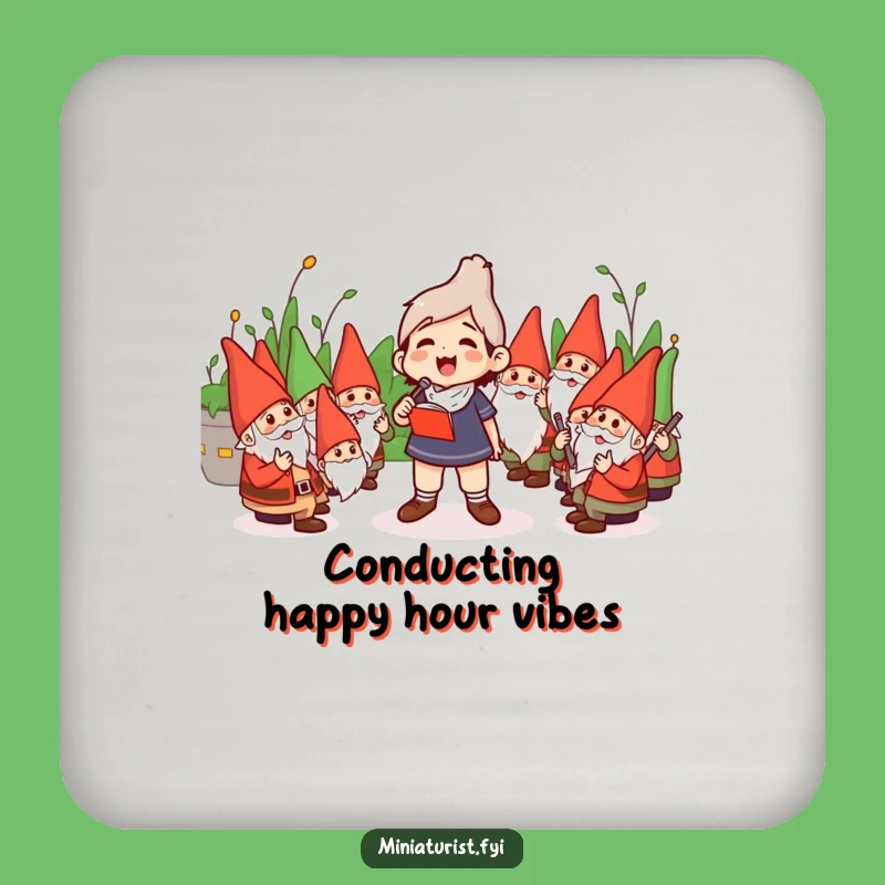 Funny Gnome Orchestra Conductor Coaster: Protect Surfaces with Tiny Maestro Charm