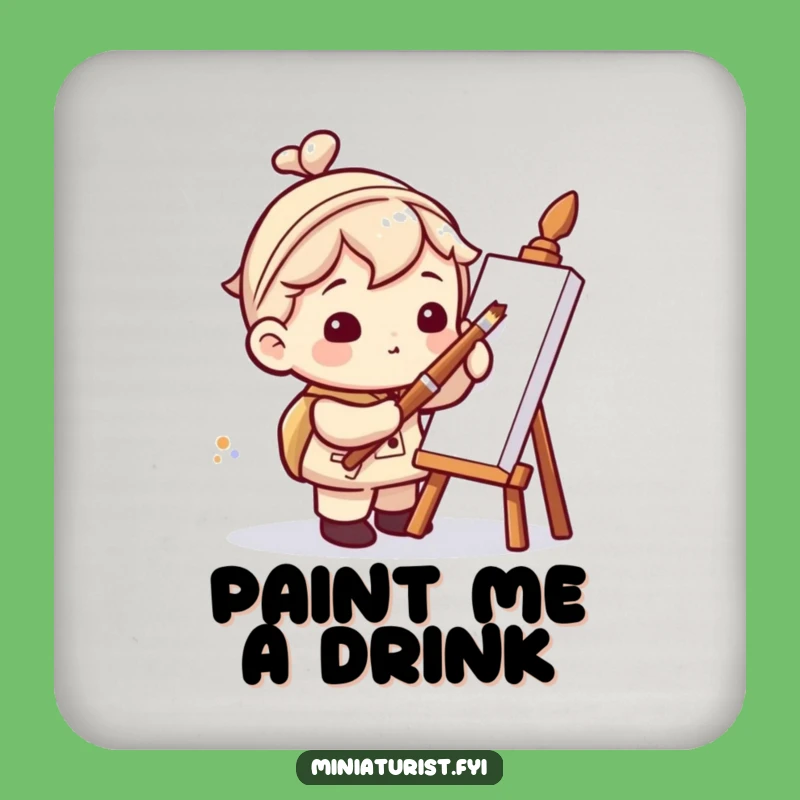 Funny Miniaturist Artist Coaster: Protect Surfaces with Hilarious Art