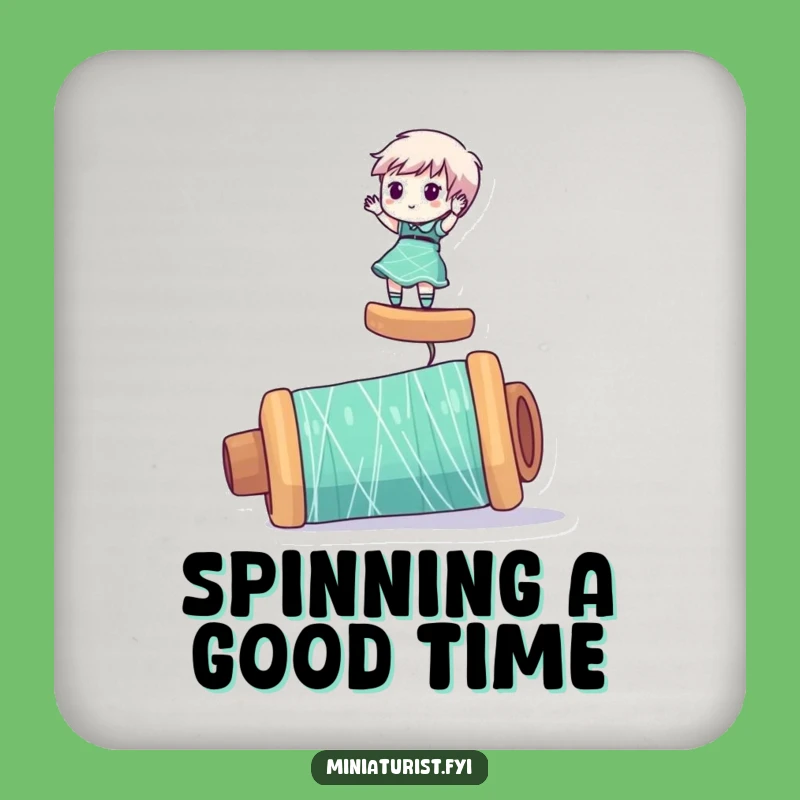 Funny Miniaturist Thread Coaster: Protect Surfaces with Whimsy