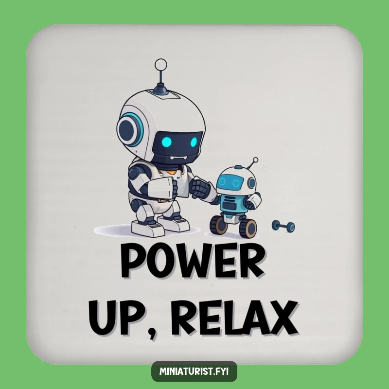 Funny Robot Creator Coaster: Tiny Bot Drinkware Gift