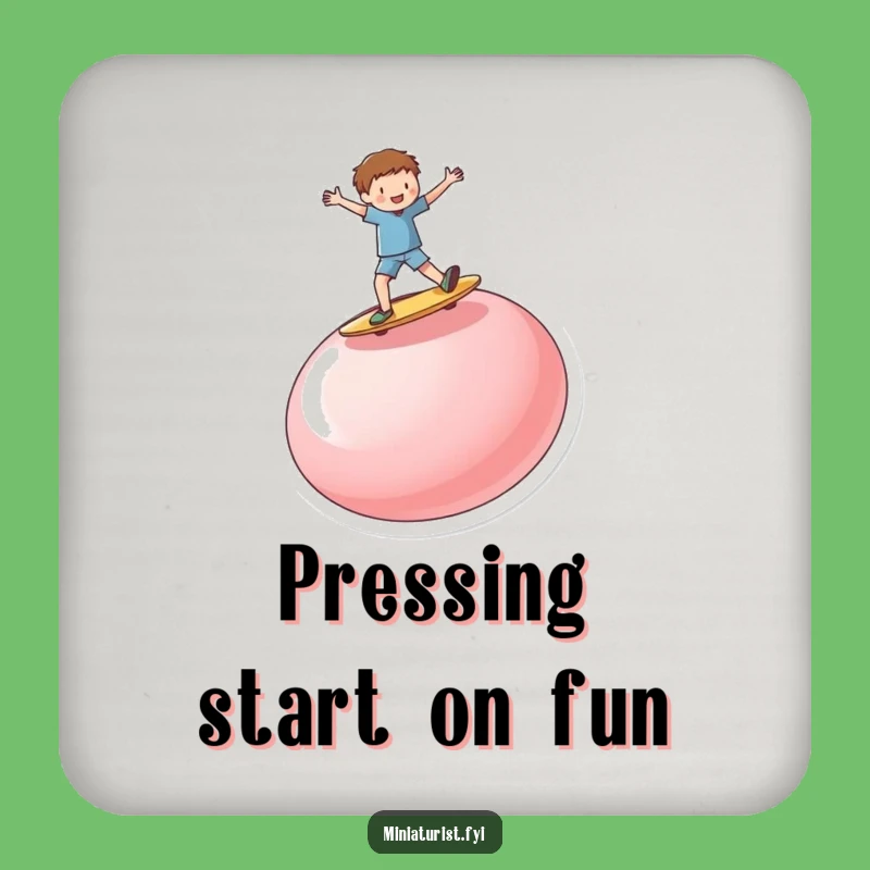 Funny Button Surf Coaster: Protect Surfaces with a Miniature Person's Epic Ride!