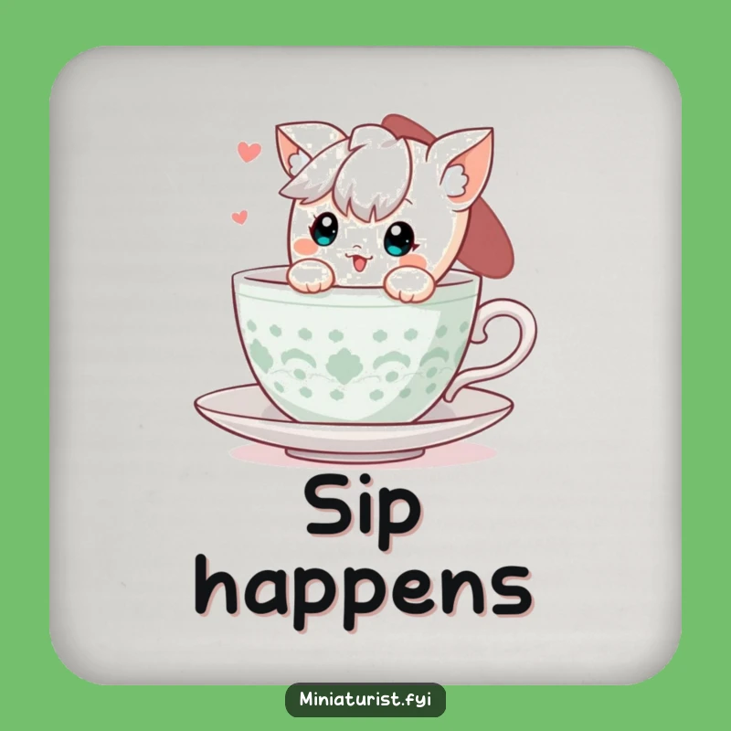 Funny Teacup Peek Coaster: Adorable Surface Protection - A Fun Funny Gift!