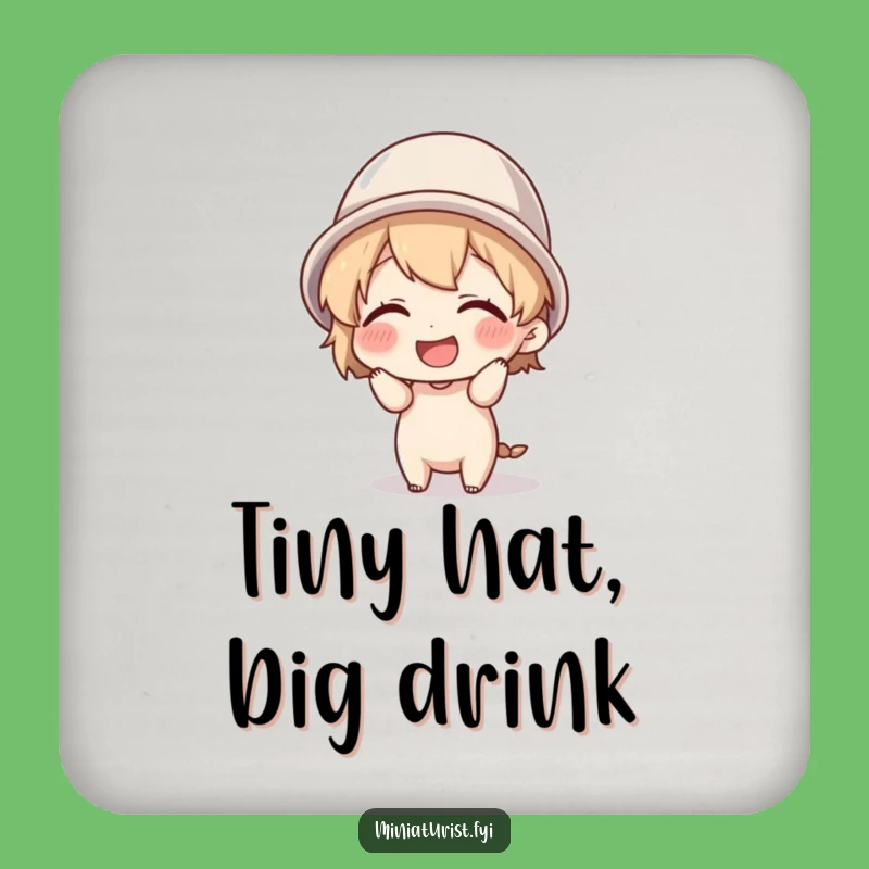 Funny Thimble Hat Coaster: Protect Surfaces with Tiny Character's Giggling Style!