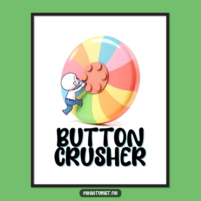 Funny Button Lifter Poster: Tiny Hero Wall Art Gift