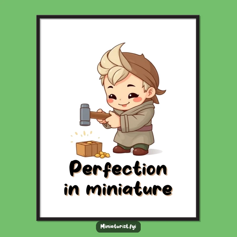 Funny Artisan Hammer Poster: Inspiring Art of Focused Miniature Craftsmanship