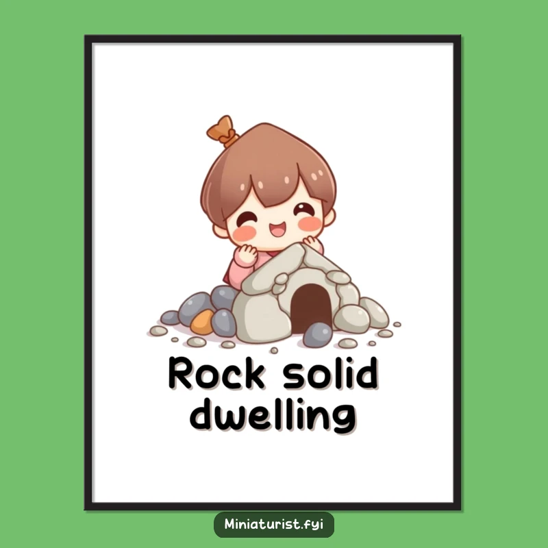 Funny Pebble House Builder Poster: Whimsical Art for Your Walls