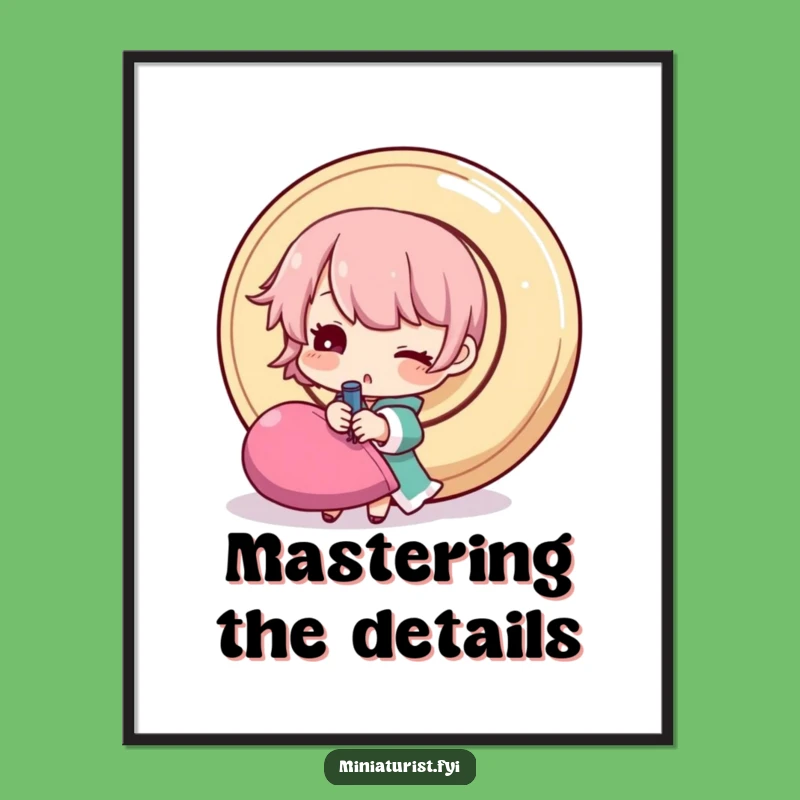 Funny Sewing Poster: Decorate with Tiny Character's Giant Button Challenge Art Gift