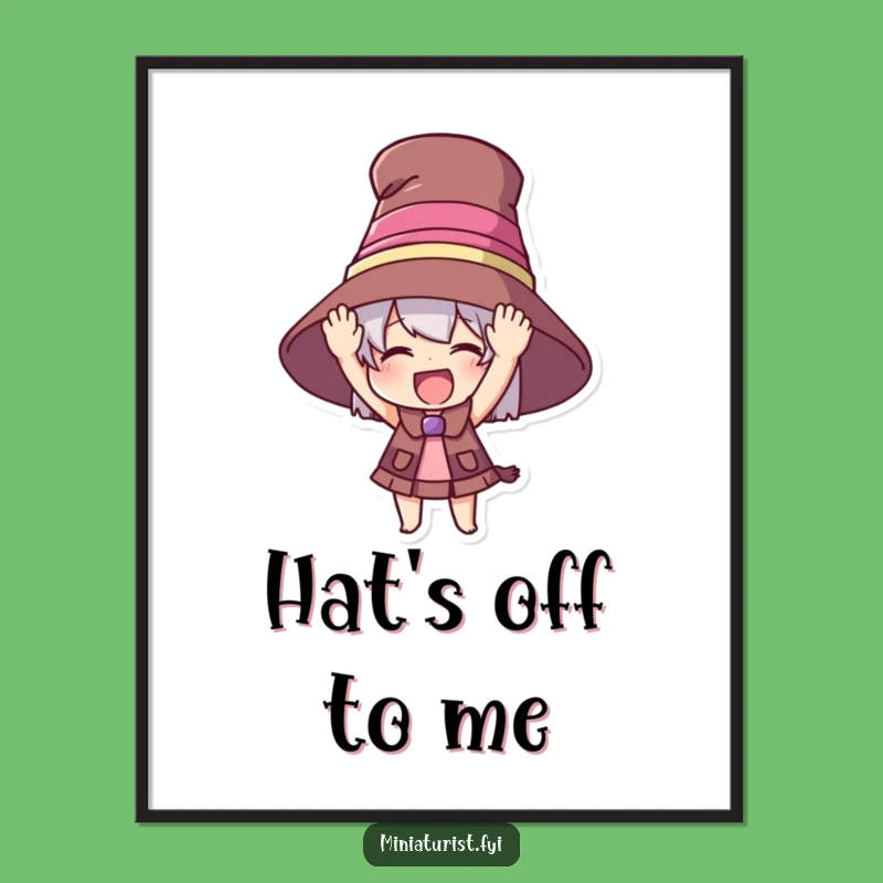 Funny Oversized Hat Poster: Miniature Fashion Statement, Hilarious Wall Art