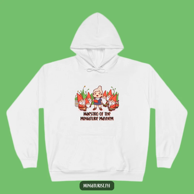 Funny Gnome Orchestra Conductor Hoodie: Cozy Tiny Maestro Leading Garden Gnomes, Warm Gift