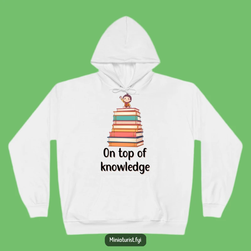 Funny Waving Tiny Figure Hoodie Cozy Reading Adventure