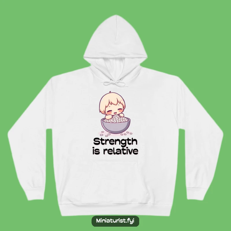 Funny Rice Struggle Hoodie: Tiny Character's Hilarious Battle, Cozy and Funny Gift Idea