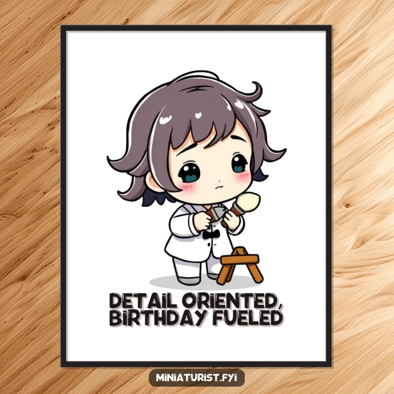 Funny Free Printable Wall Art: A small figure with a tiny paintbrush, focused intensely on adding a minute detail.