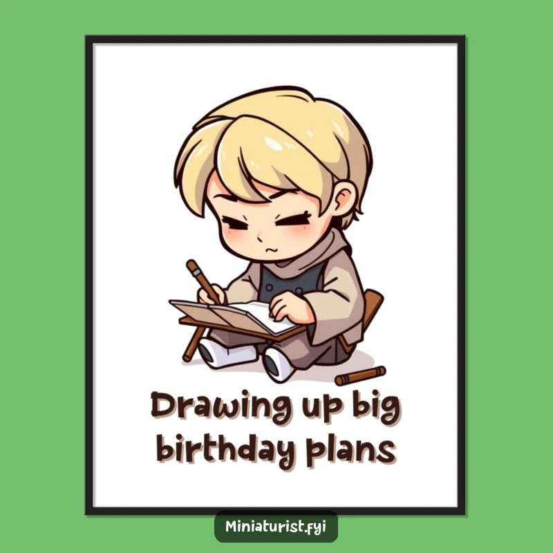 Free Printable Wall Art: Determined Mini Artist Sketch, Humorous Downloadable Decor