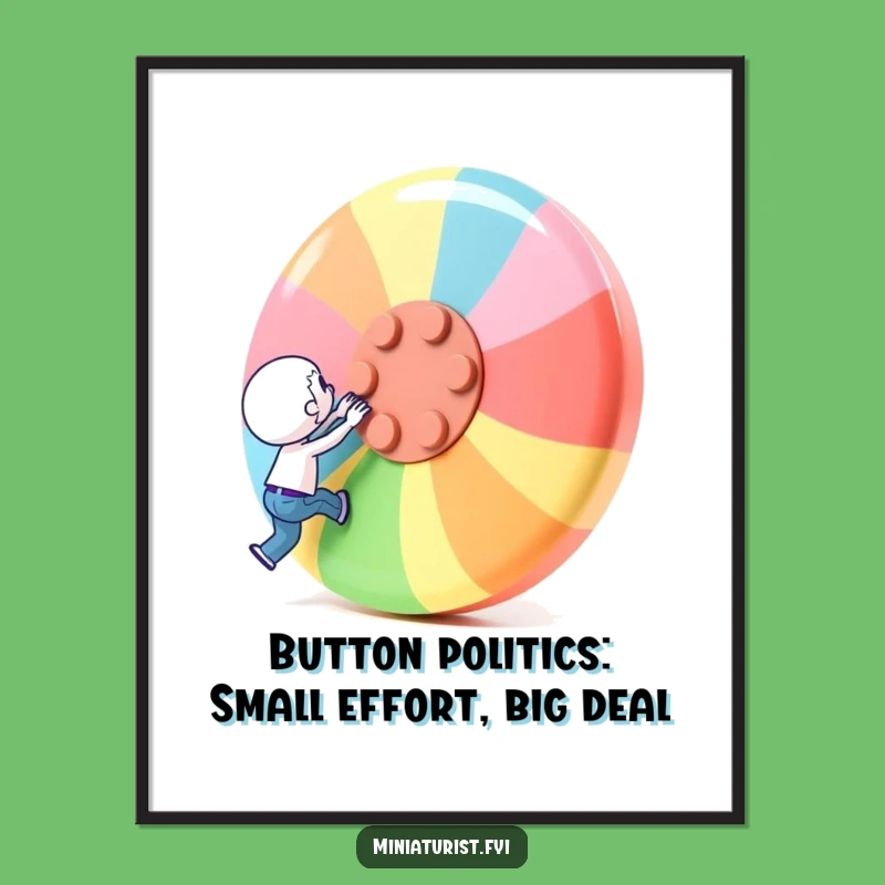 Free Printable Wall Art: Mini Muscle, Giant Button! Funny Downloadable Decor