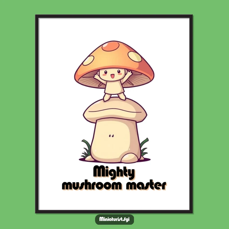 Free Printable Wall Art: Whimsical Mushroom Balance Character for Playful Decor
