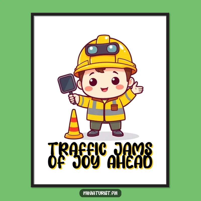 Funny Free Printable Wall Art: Construction Character, Traffic Director Downloadable Decor