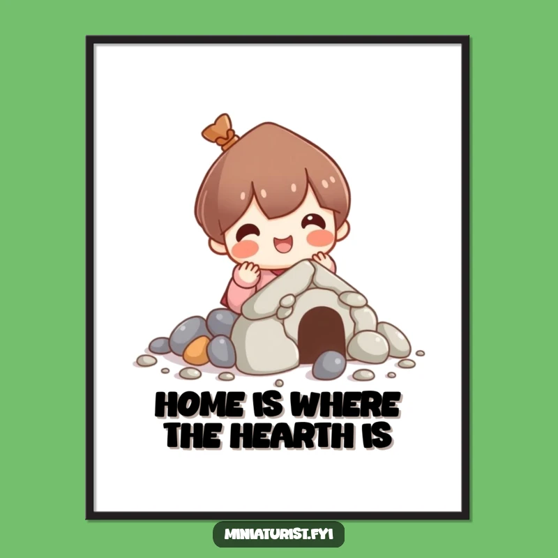 Funny Free Printable Wall Art: Cute Pebble House Builder, Whimsical Downloadable Decor