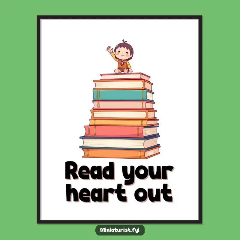 Funny Free Printable Wall Art: Enthusiastic Bookworm Downloadable Decor