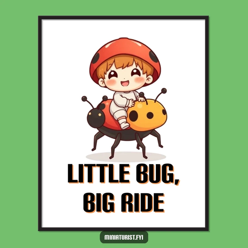 Free Printable Ladybug Rider Art - Funny Downloadable Decor for Whimsical Spaces
