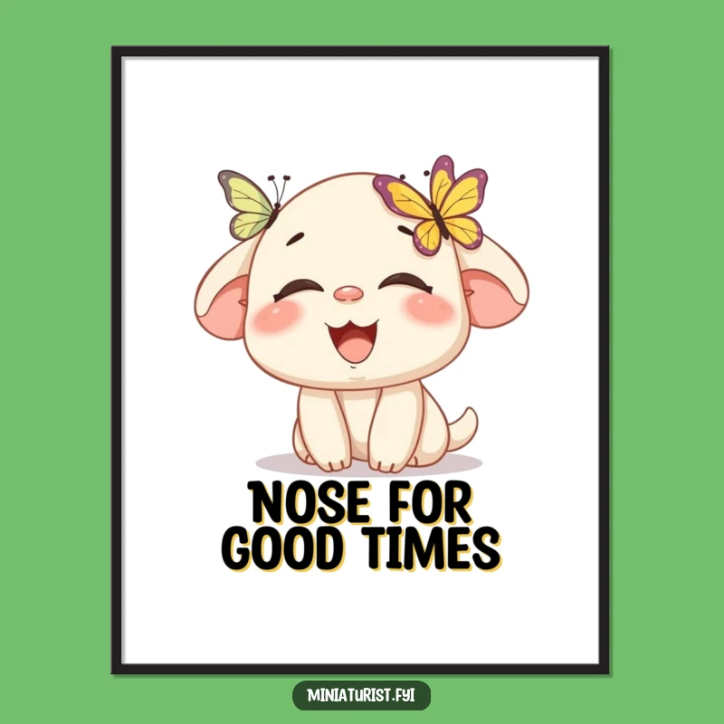 Funny Free Printable Wall Art: Butterfly Nose Laugh Character - Whimsical Decor Gift