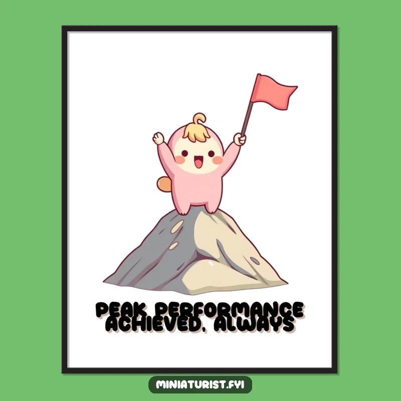 Funny Free Printable Wall Art: Mountaintop Flag Character - Hilarious Downloadable Decor Gift