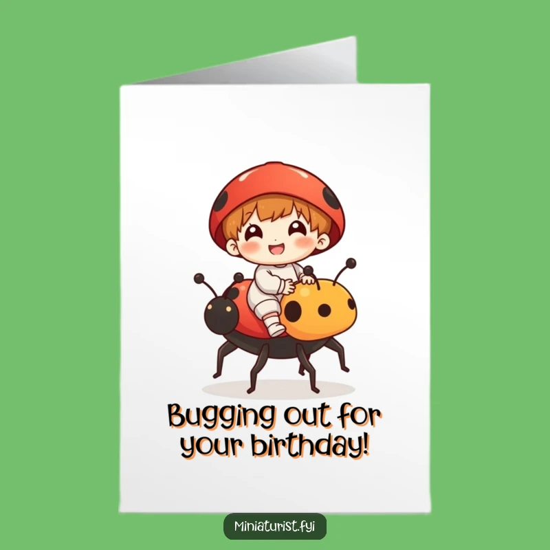 Free Printable Ladybug Rider Birthday Card - Funny Downloadable Gift for Him or Her