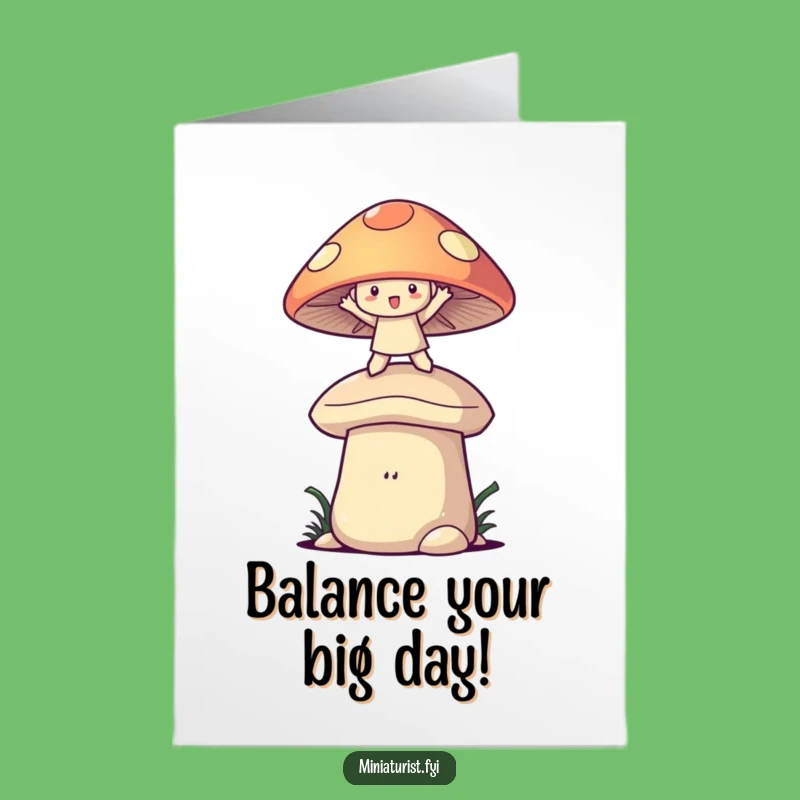 Free Printable Birthday Card: Mushroom Balancing Act for a Fun Celebration